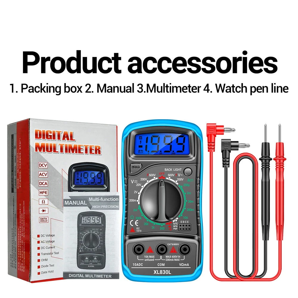 XL830L Digital Profissional Multimeter Electric Voltmeter Ammeter AC DC Voltage Tester high-precision Tester Electrician Tools