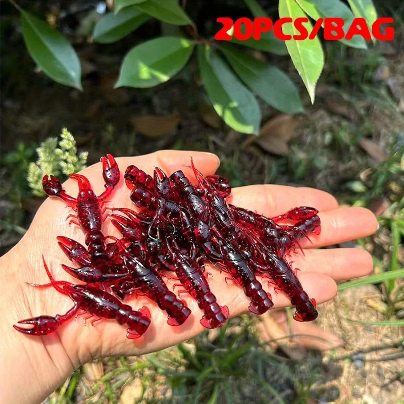Juego de señuelos de pesca suaves de PVC de 20 piezas, señuelo artificial con cola de camarón fácil de usar, adecuado para peces lubina, peces yuzu, Bl