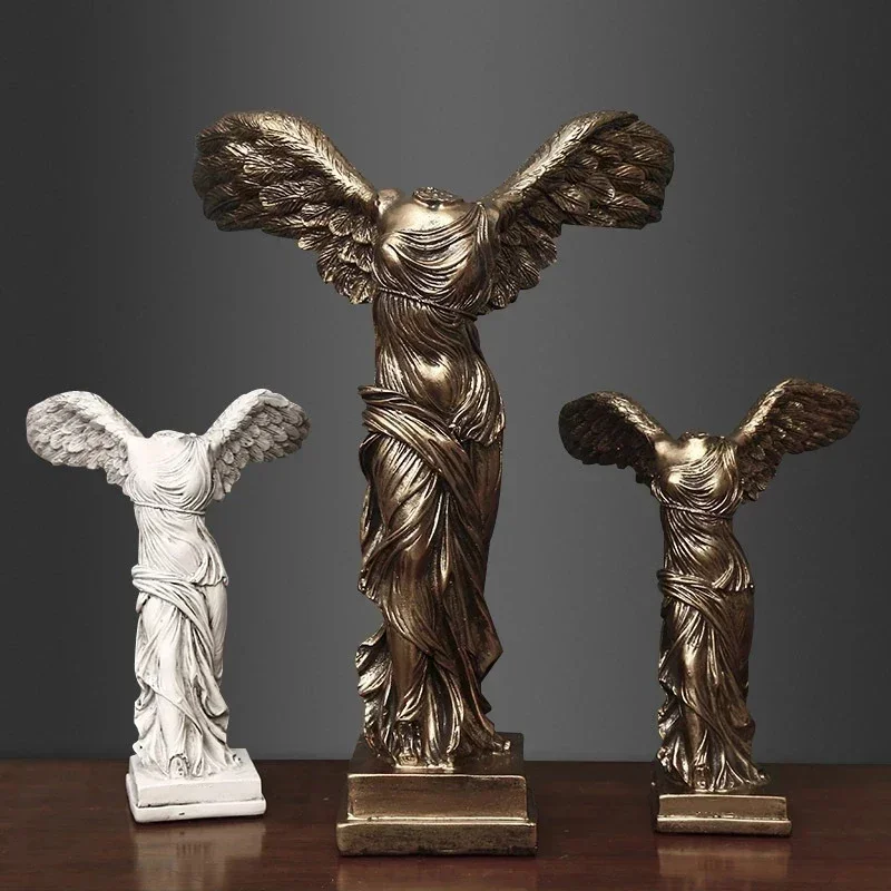 

Europe Vintage Abstract Statues Resin Ornaments Home Decoration Victory Goddess Figurine Sculpture Angel Wings Miniature Model