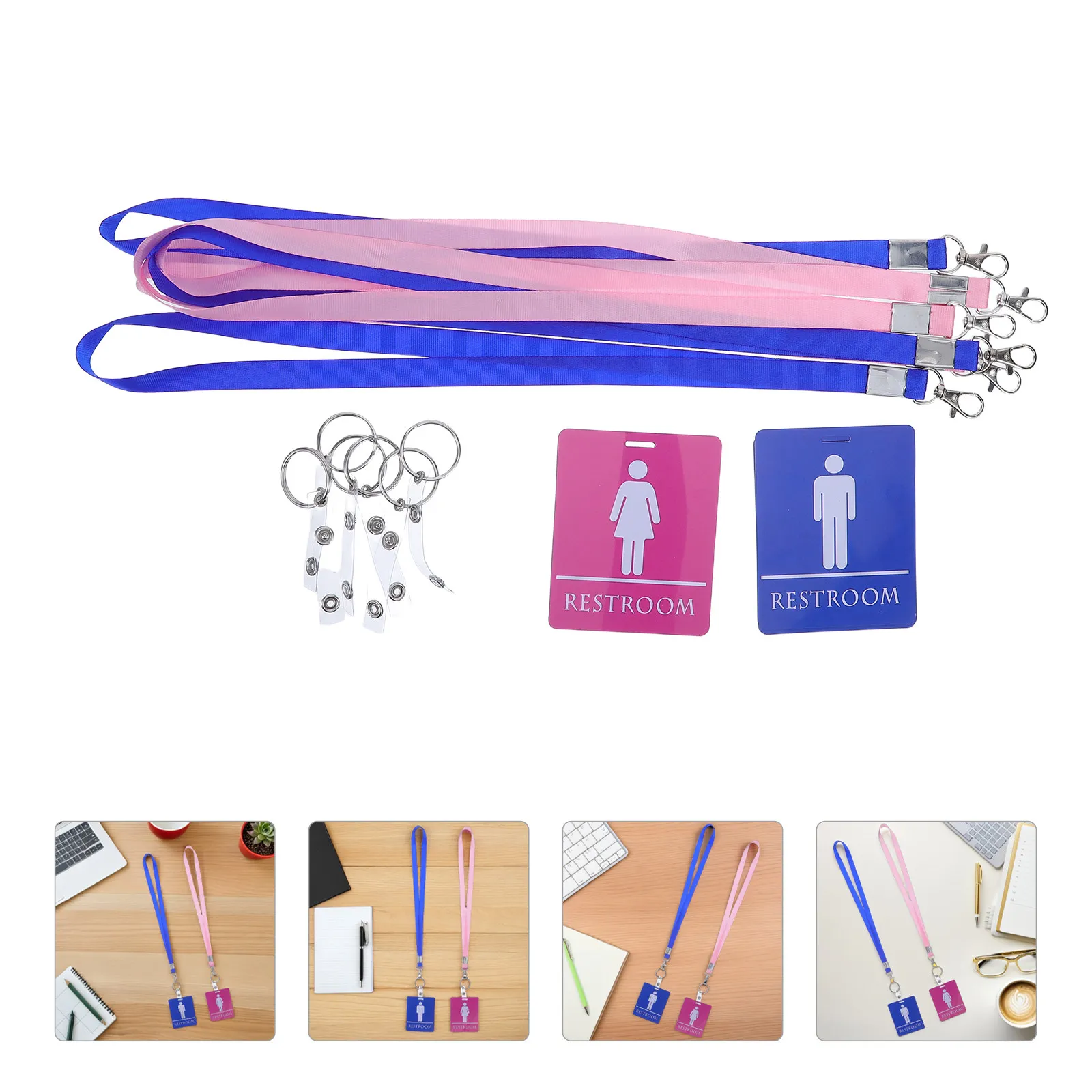 

6 Pcs Bathroom Access Badge Pass Lanyard Unisex Classroom Passes with Lanyards Holder Hall