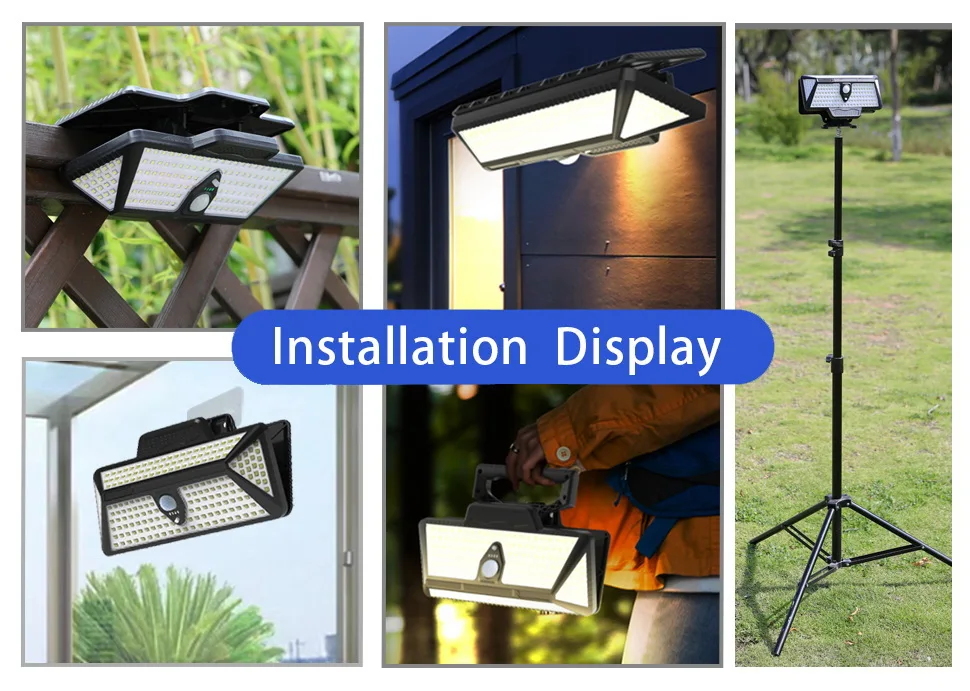 6000mAh Solar Outdoor Wall Yard Camp 209pieces LED Lamp Beads, High-capacity Solar Sensor Light