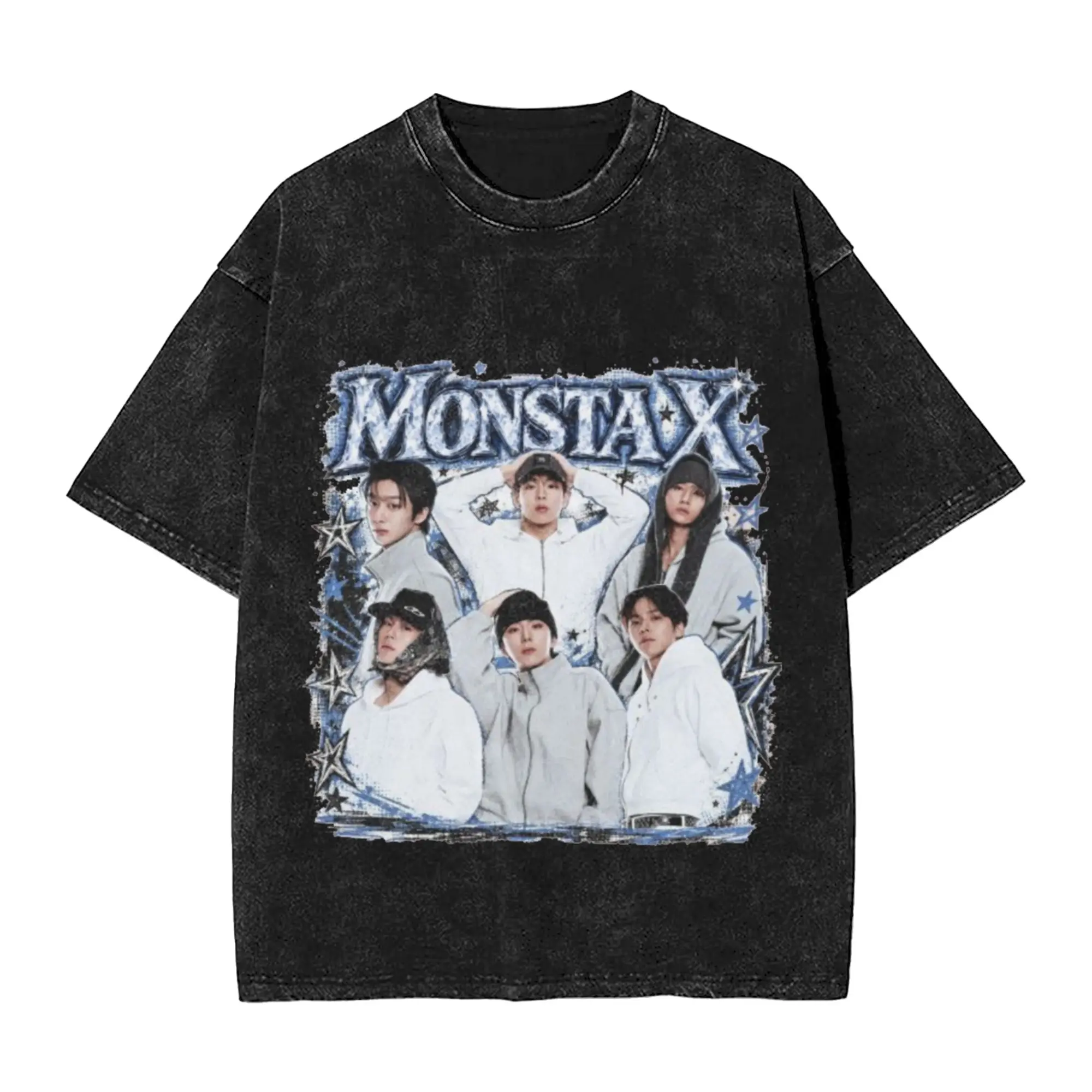 Harajuku Washed Shirt Monsta X the X Nexus North America World Tour Apparel Novelty T Shirt Oversize  Streetwear Short Sleeve