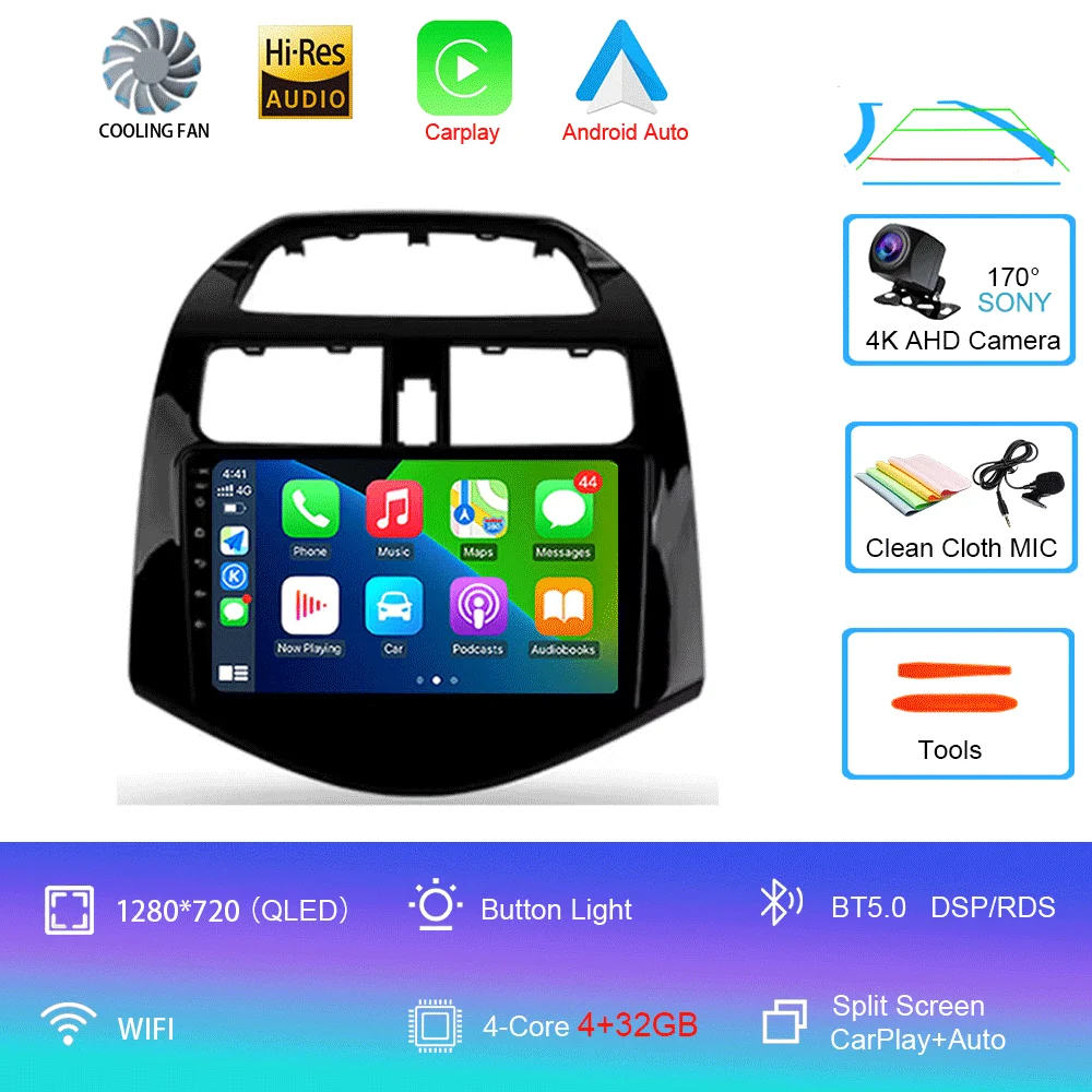 Android 16 autoradio Carplay Auto multimediaspeler voor Chevrolet Spark Beat Matiz Creative 2009 - 2016 E53 X5 M5 2din stereo