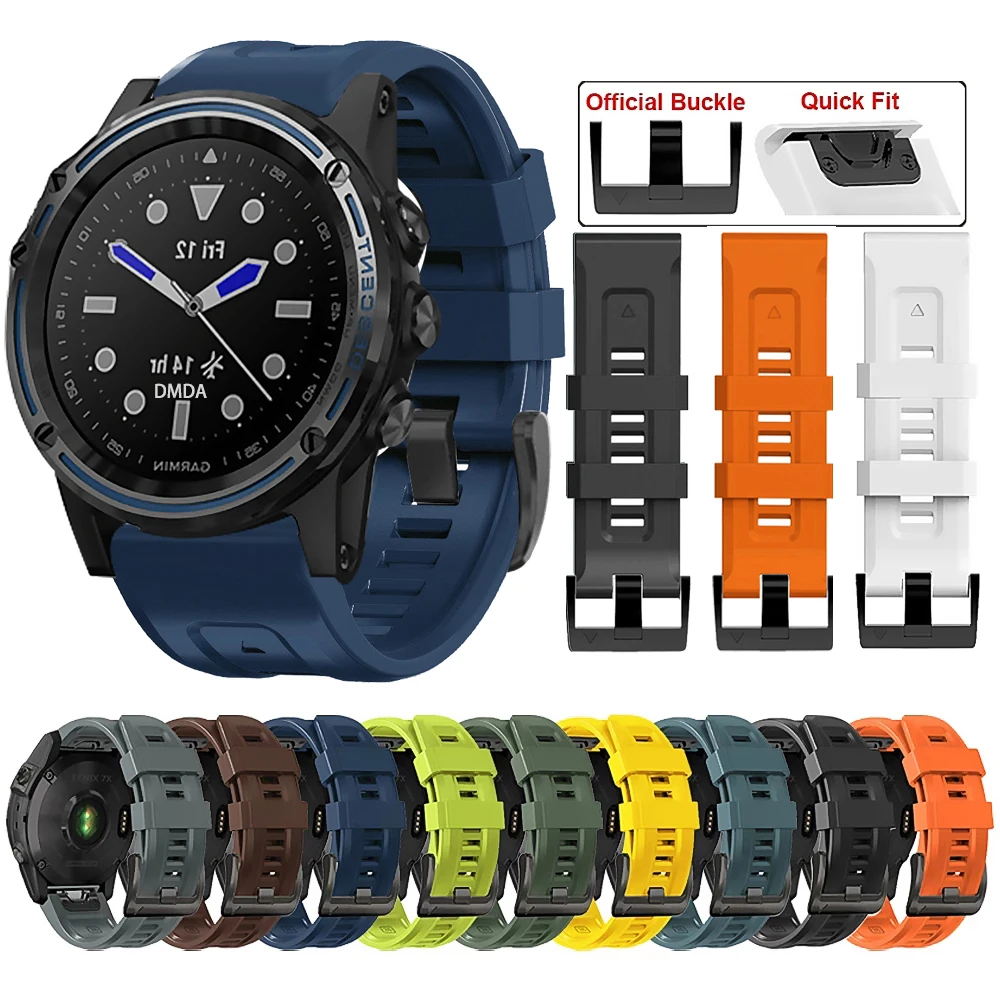 Sports Silicone Strap For Garmin Descent G1 Solar Mk2i Mk2 Mk1/D2 Bravo Charlie Delta PX Watch Band Bracelet QuickFit 26mm 22mm