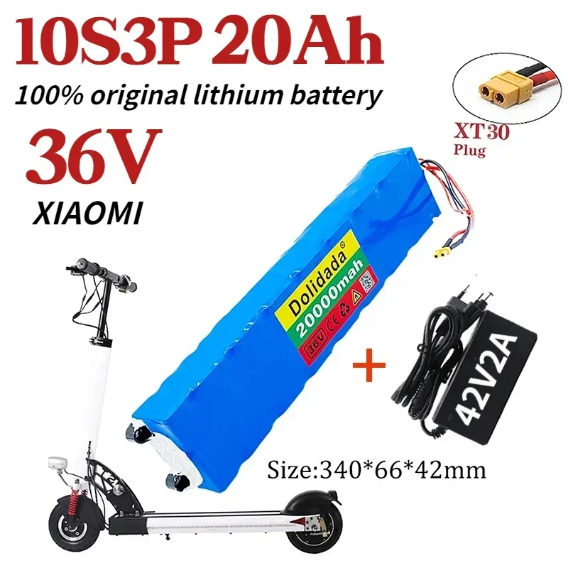 

36V 20Ah 18650 Rechargeable Lithium Battery Pack 10S3P 500W High Power for Modified Bikes Scooter Electric Vehicle,With BMS XT30