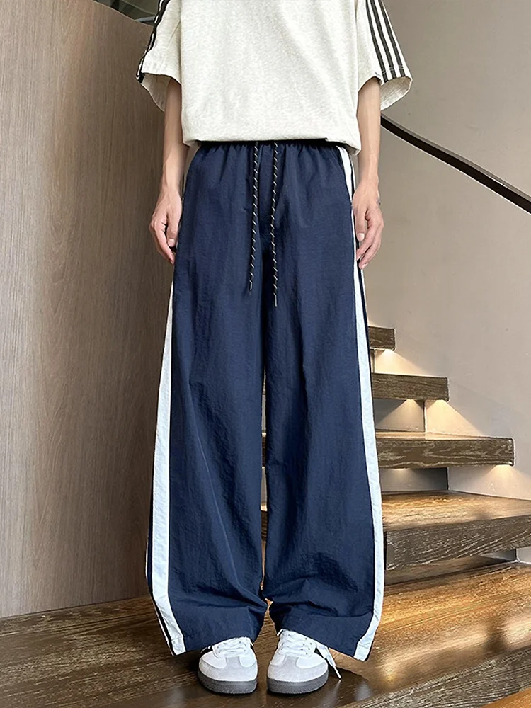 

American Sle Qui Dry Contrast Color Stripe Men's Casual Pants Autumn Winter New Side Design Loose Straight Casual Pants