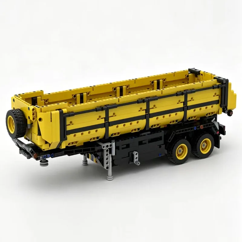 MOC-38001 1333PCS Tilting Tipper Trailer Technical Building Blocks Yellow Engineering Truck Bricks DIY Model  Gift For Adults