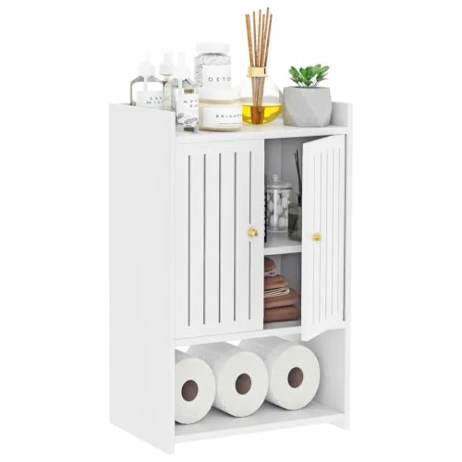 

Wall Bathroom Storage Cabinet 4Tier Medicine Cabinet Organizer with Door and Shelf for Living Room Kitchen Entryway Small Space