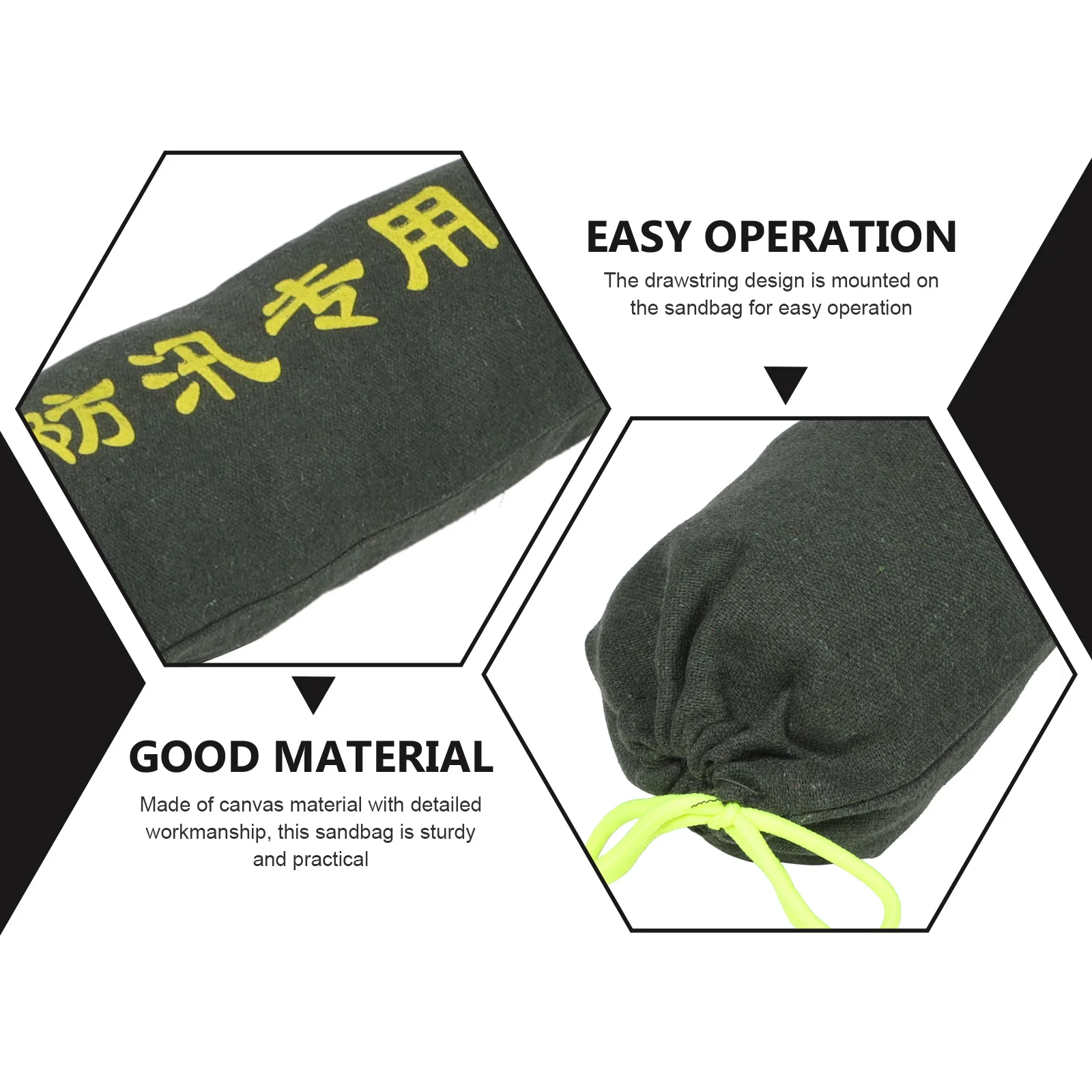 2Pcs Long Servicing Life Sandbags for Flooding Canvas Material Easy Operation Drawstring Design Flood Barriers