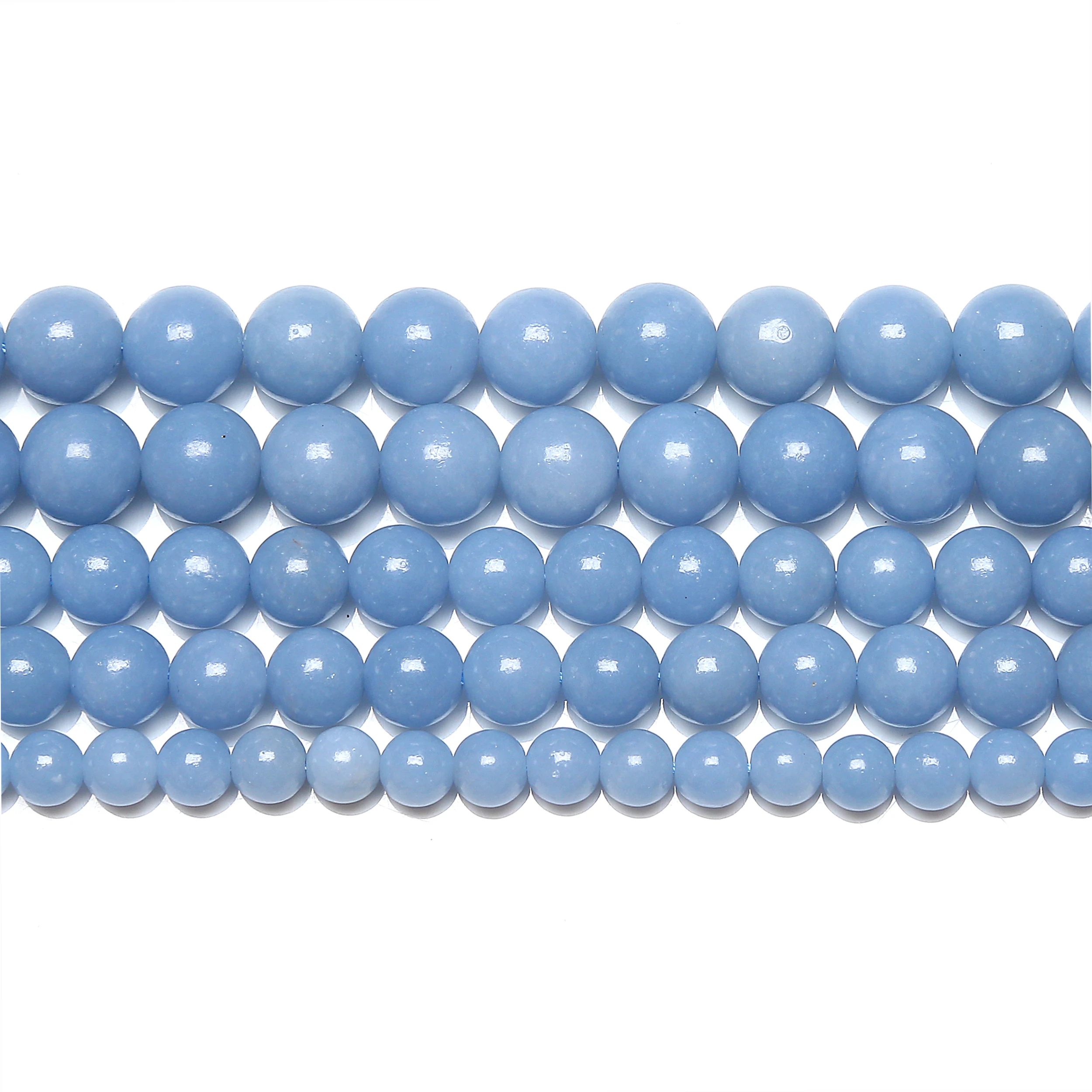 Natural Stone AA quality Blue Angelite Round Loose Beads 6 8 10MM Pick Size 15\