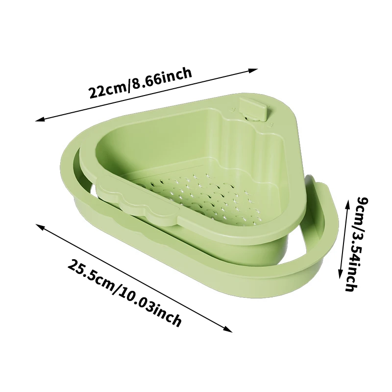 سلة تصريف منزلية بطبقة مزدوجة بالوعة مثلثة، سلة تصفية بقايا المطبخ والفواكه والخضروات #6