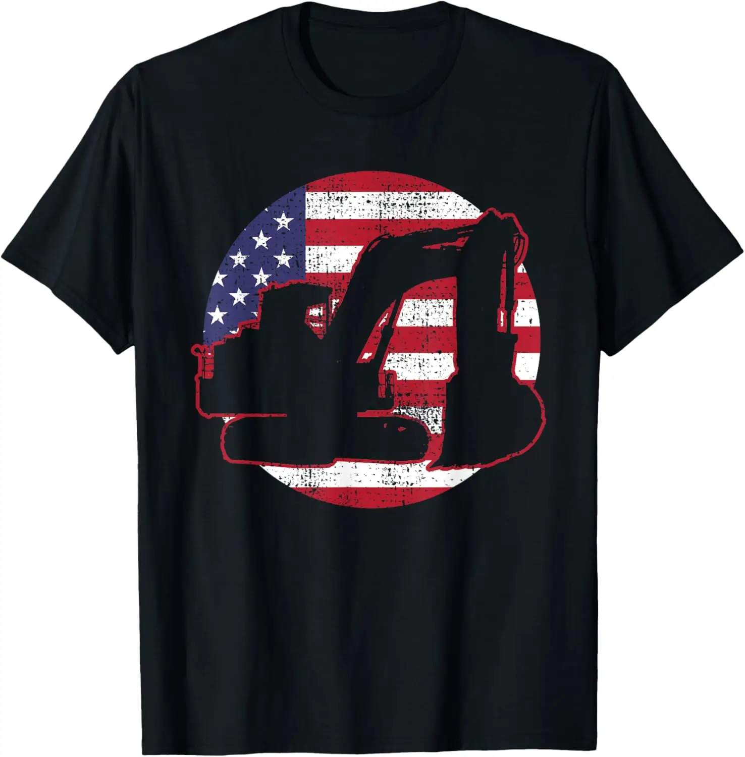 

Excavator T-Shirt Digger USA Flag Vintage Tshirt T-Shirt