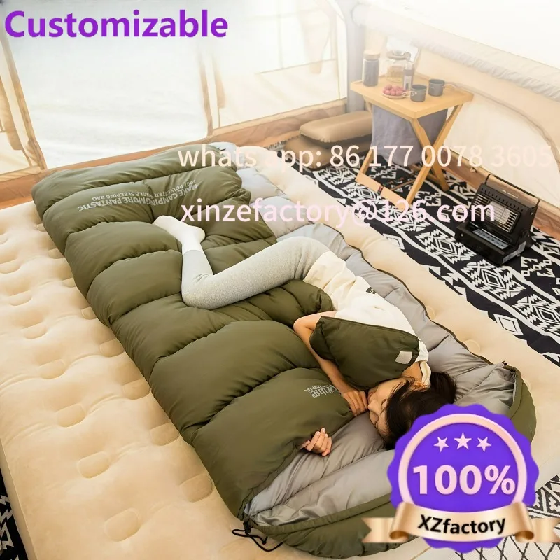 Customizable Full Zipper Closure - Heavy Duty Synthetic, Olive Green/Beige/Grey/White - 1 Person BISINNA Envelope Sleeping Bag,