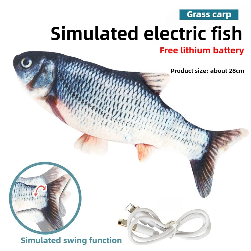 Electric Simulation Fish ToyBest-selling Electric Fish-teasing Cat Simulation Fish Jumping Fish Usb Jumping Plush Toy for Cat