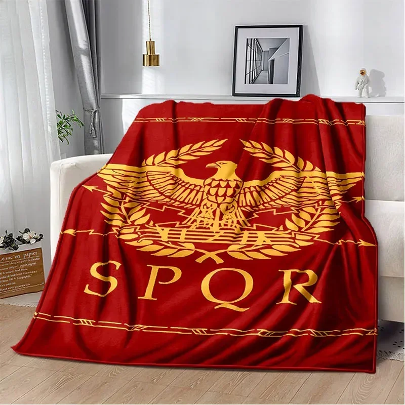 

Roman SPQR Logo Printed Blankets Fashion Warm Blanket Soft And Comfortable Blanket Home Travel Blankets Birthday Gift