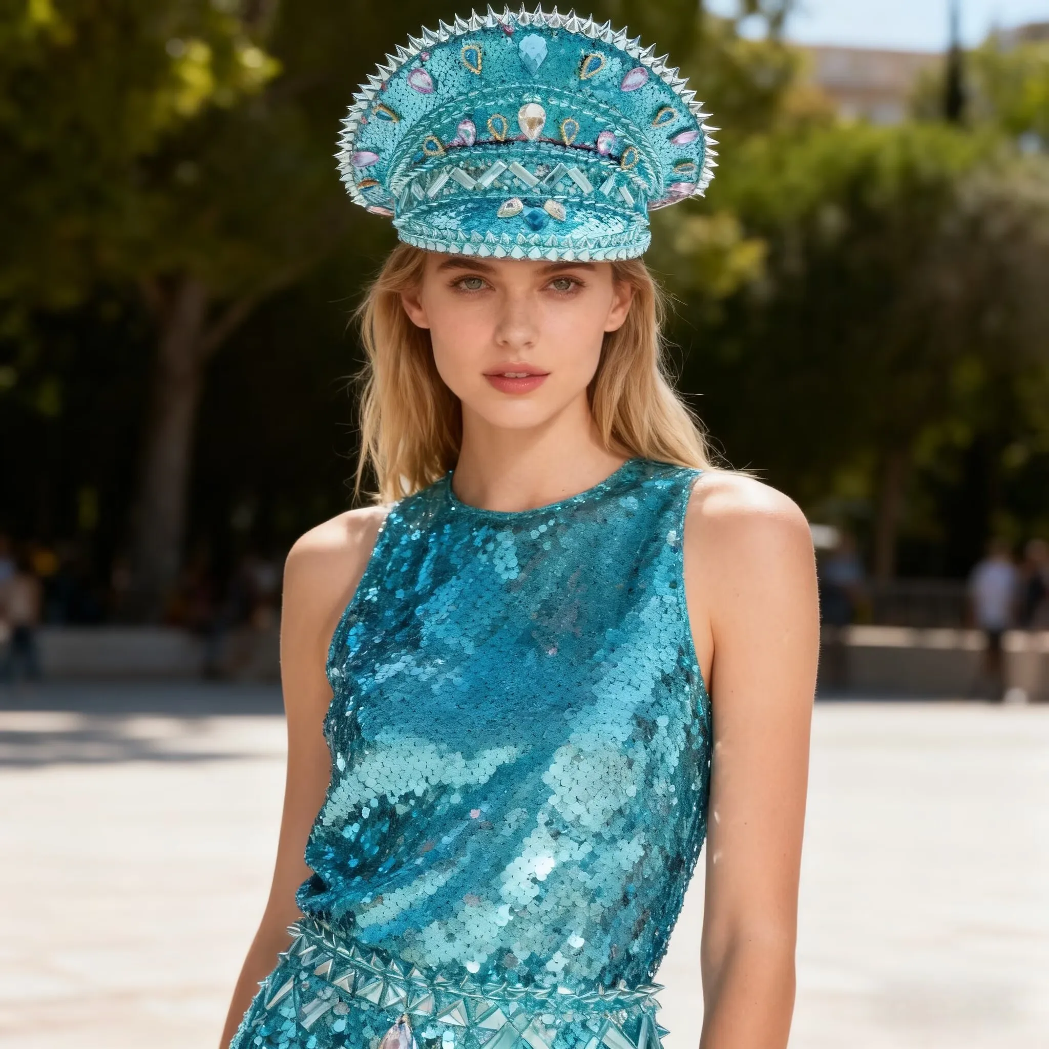 ホンルアン-グリッターブルー-スチームパンク-キャプテンハット-ラインストーン付き-バーニングマンフェスティバル-女性用-ヴィンテージミリタリーアクセサリー＆キャップ-男性用