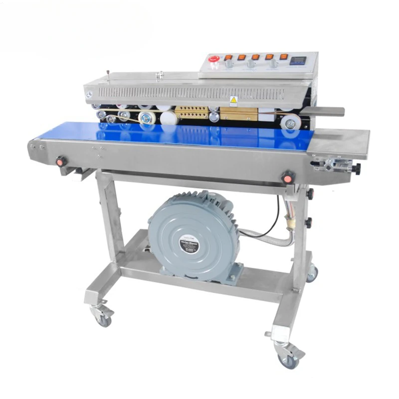 FRMC-1010IIIAir Suction Packaging Packing Oil Food Pouch Continuous Plastic Bag Heat Band Sealer Sealing Machine