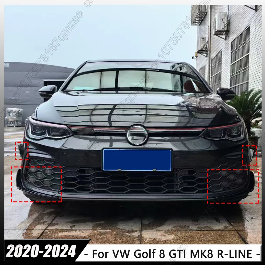 

Gloss Black 4Pcs Car Front Bumper Canard Sticker Kit For Volkswagen VW Golf 8 GTI MK8 R-LINE 2020-2024 Canard Wings Accessories