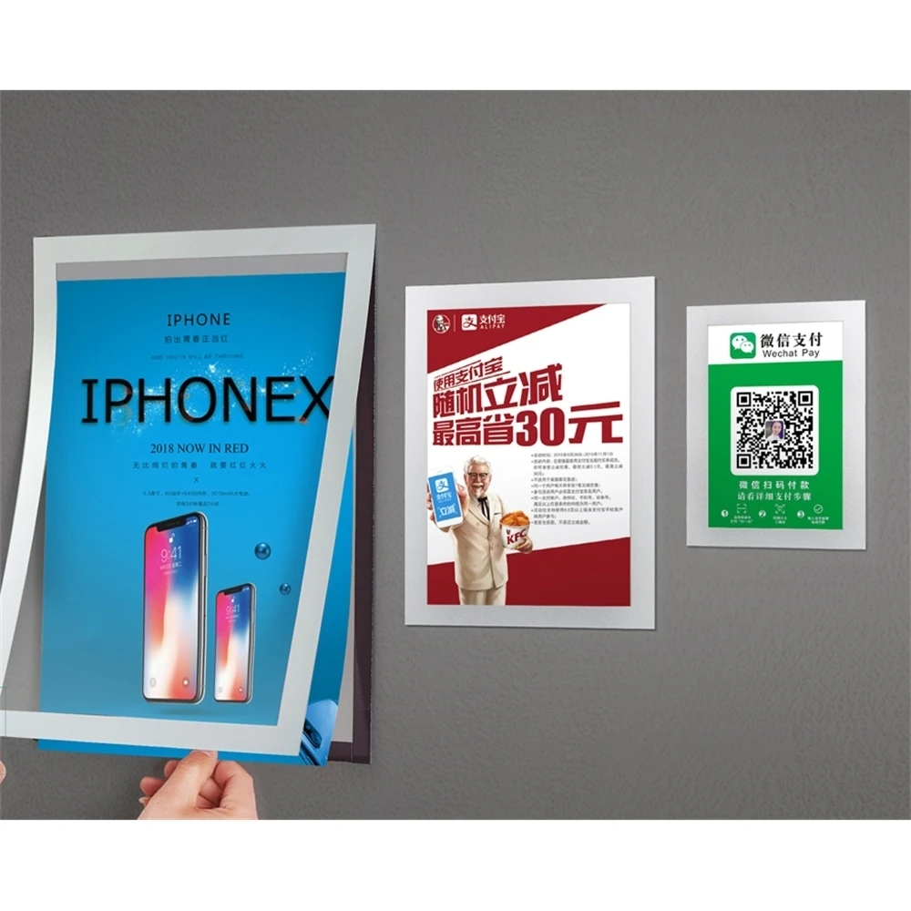 Presentation Folder Sticker Poster Display Case A3 Magnetic Edge Wall Mount Banner Sign Holder Display Wall Picture Photo Frame