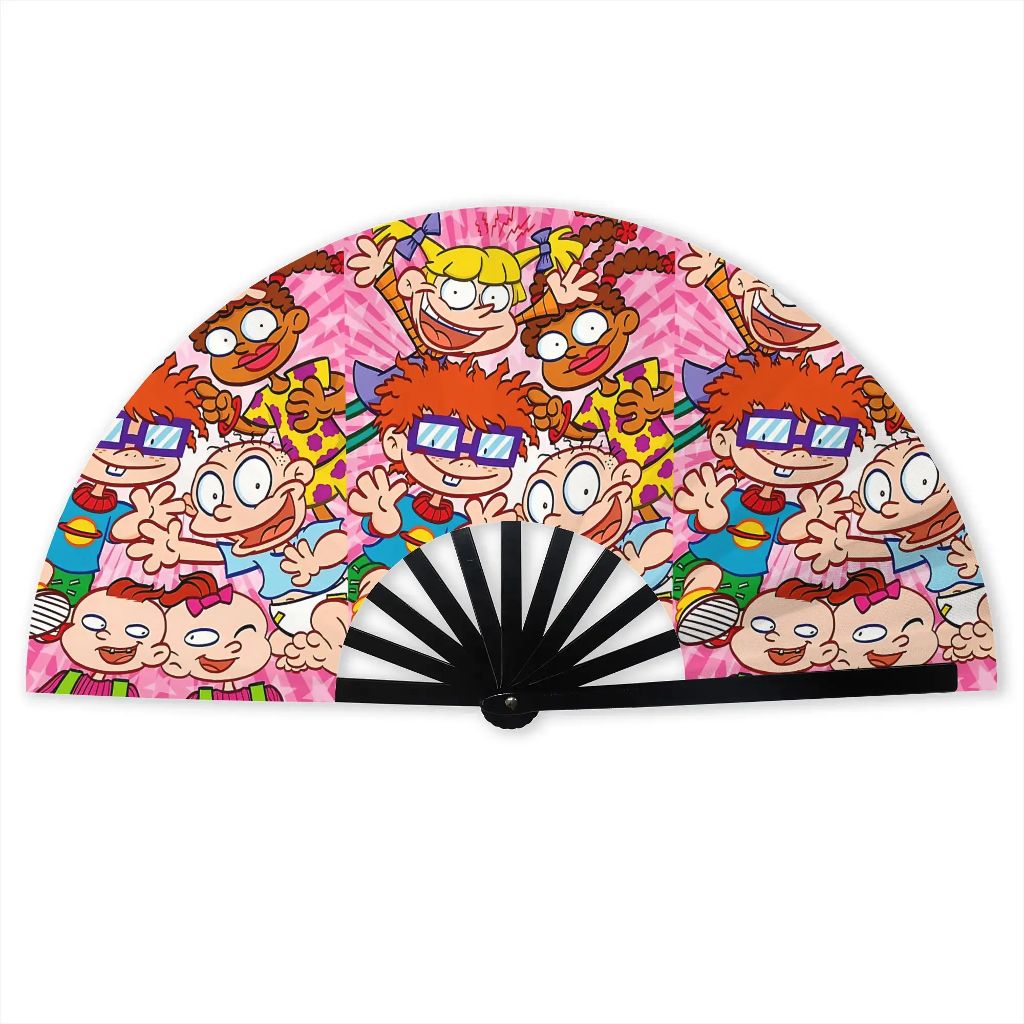R-Rugrated Hot Animes Traditional Folding Fan Chinese Style High-Quality Polyester Fans Gift Classic Decorative Hand Fan