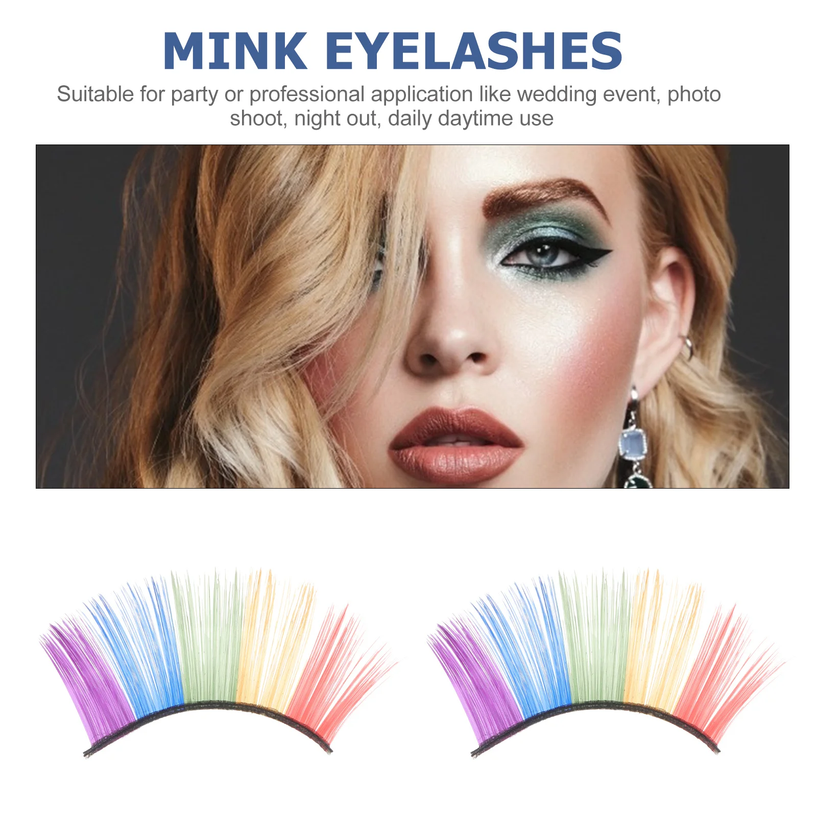 3ペアのつけまつげ カラフルなグリッターファイバー 簡単に貼って外せる 長持ちするアイメイク コスチュームフェスティバルナイトイベント用
