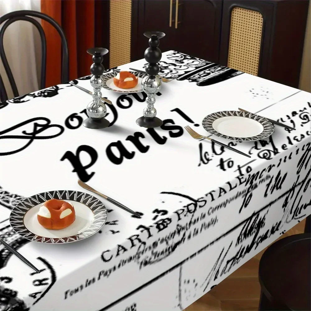 Exquisite Eiffel Tower pattern tablecloth - suitable for picnics, camping, weddings, parties, etc.