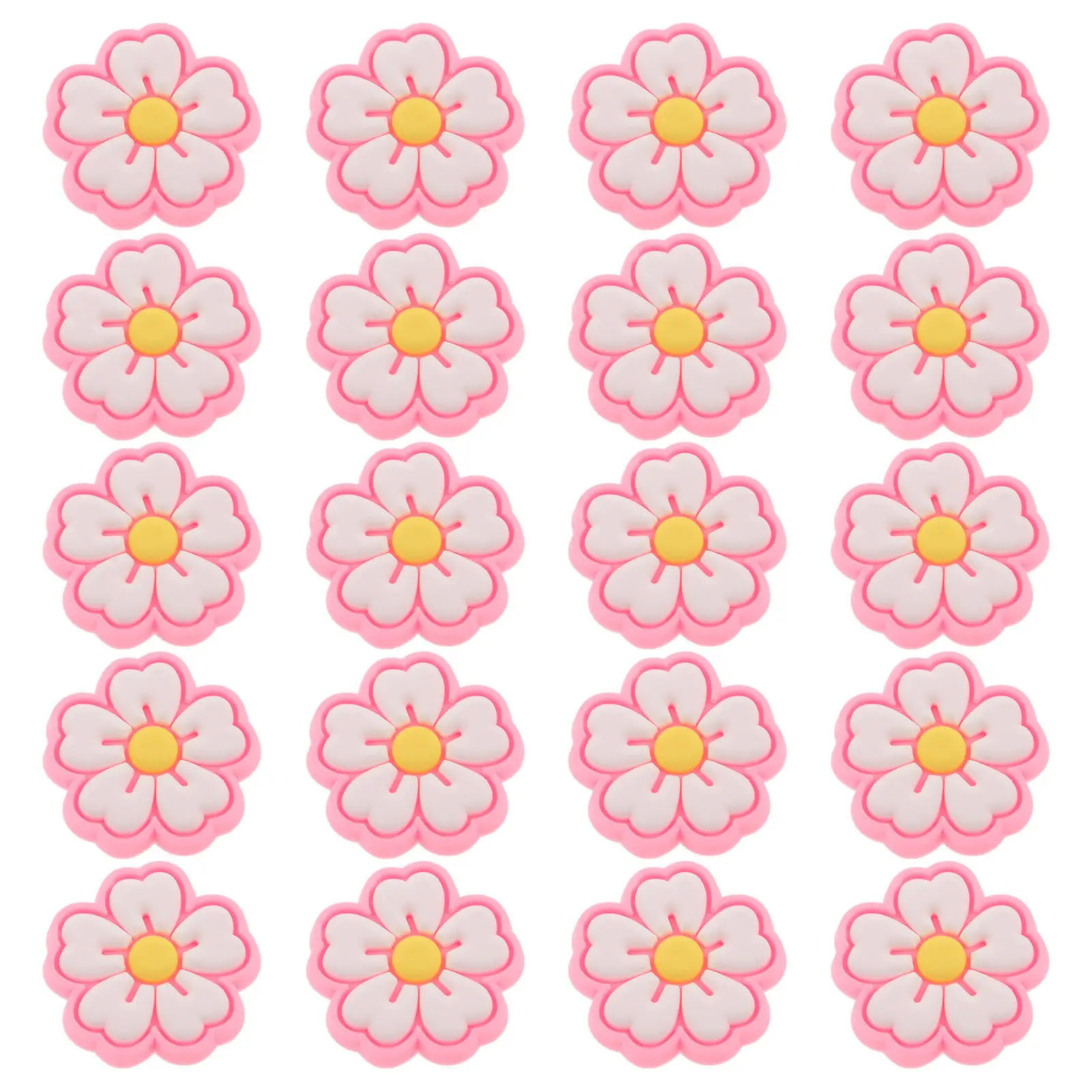 

30Pcs Cute PVC Pencil Charms Flower Floral Pen Clip Holder Cartoon Pencil Topper Decorative Pen Clip Buckle for School Office