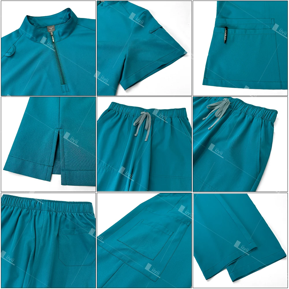 Nieuwe Mode Verpleegkundige Uniformen Vrouw Ziekenhuis Verpleegkundige Uniform Groothandel Zak Broek Medische Scrubs Set Schoonheidsuniformen Werkset