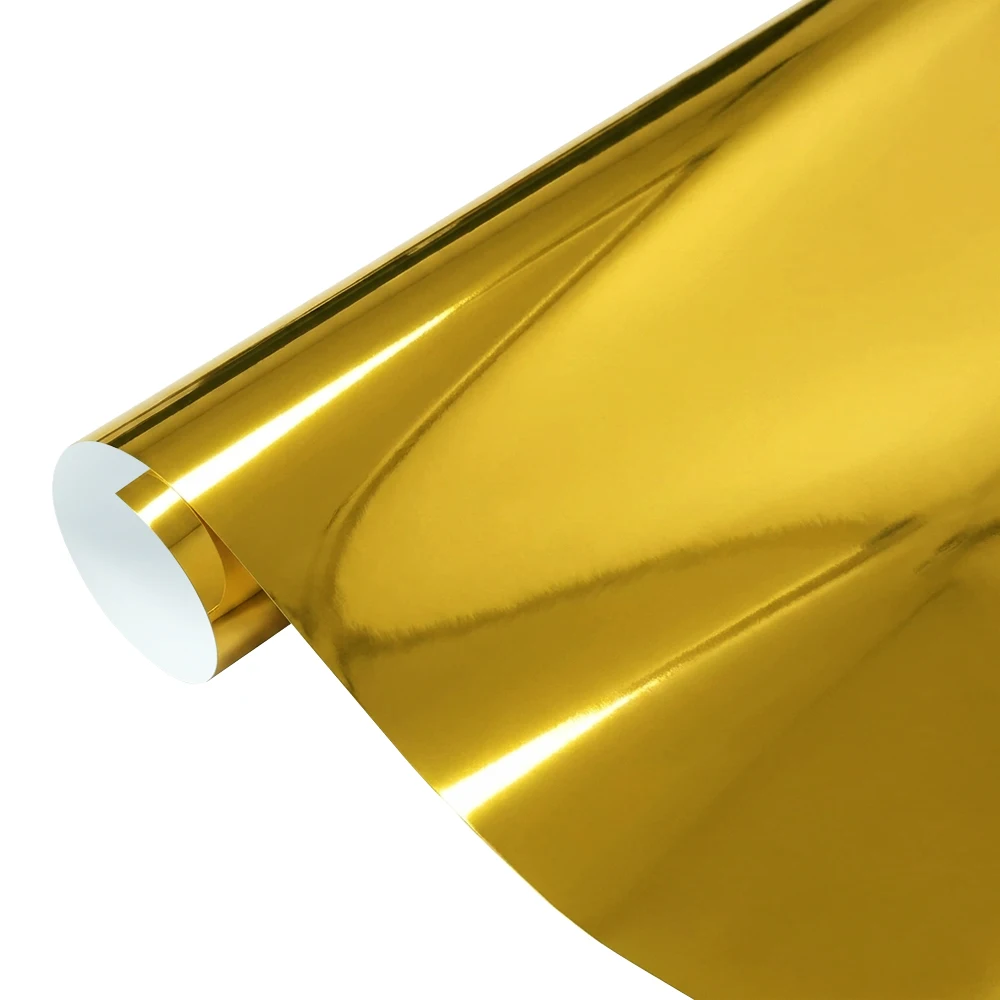 Gloss Chrome Plating Mirror Gold Electro Coating Film Car Vinyl Electroplate Sticker PVC Auto Body Color Change Decoration Film