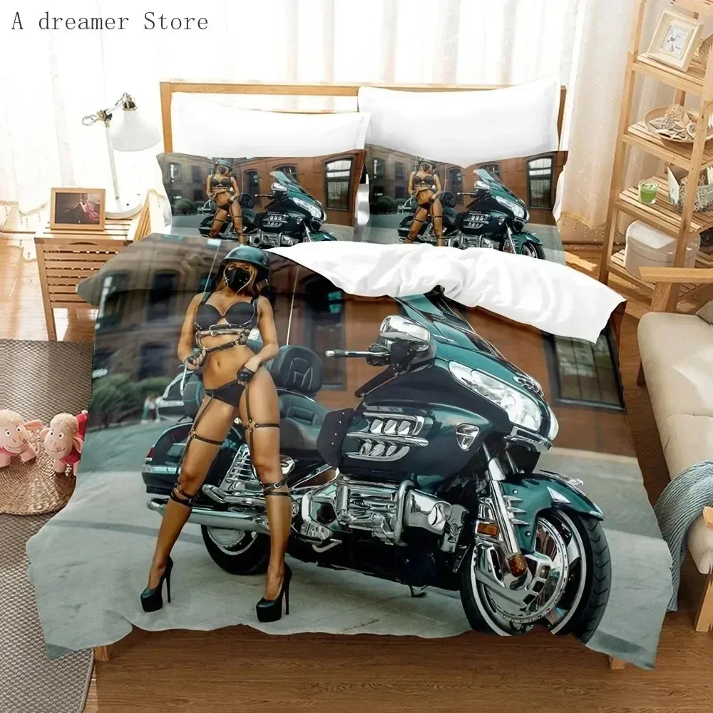 Motorcycle Race Car Bedding Sets Boys Kids Duvet Cover Custom Bed Linens Single Double Size Adult Decor Home Textiles