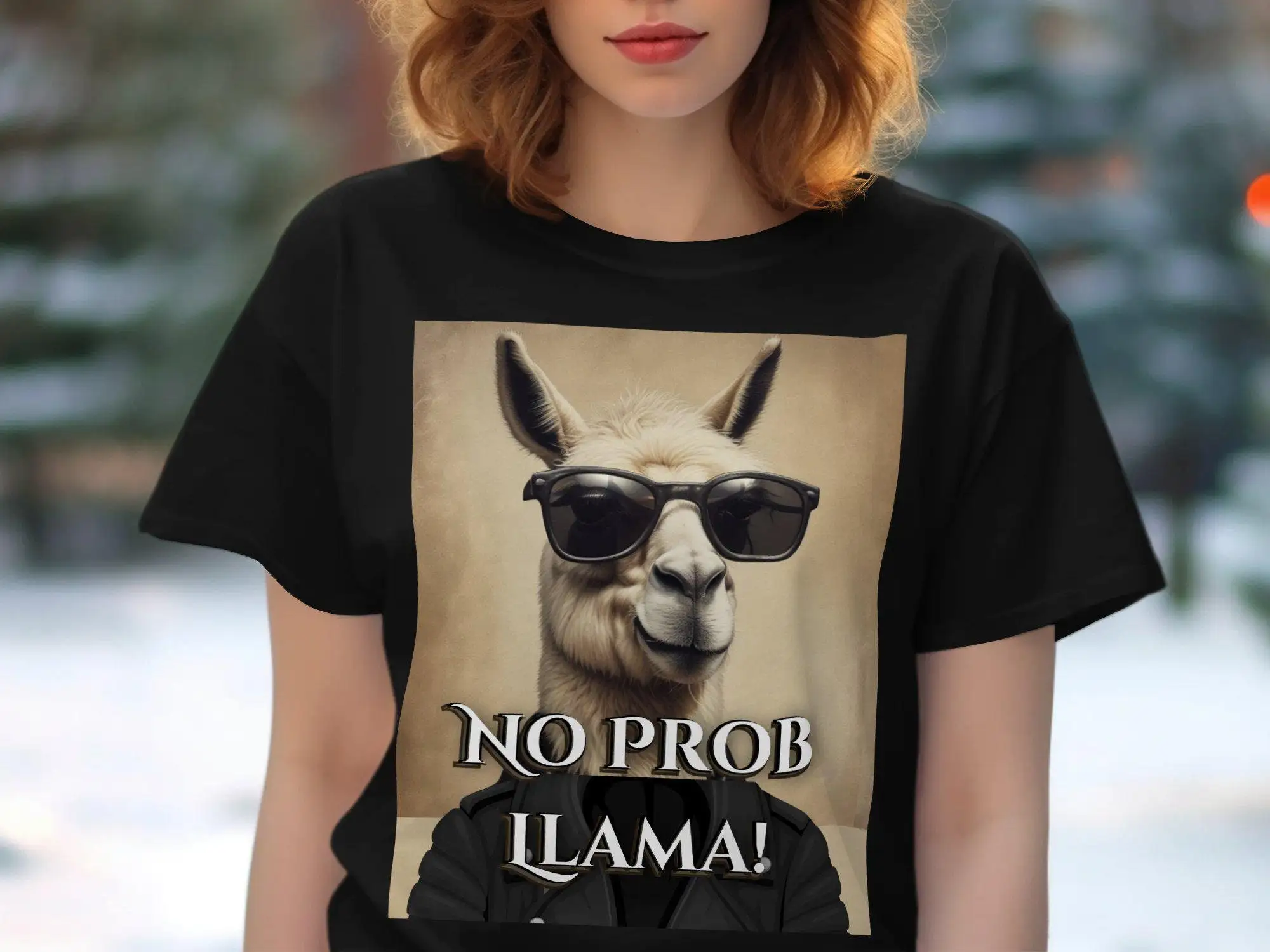 

Забавная футболка No Prob Llama, крутая с солнцезащитными очками, новинка, забавная тематическая одежда с животными для влюбленных
