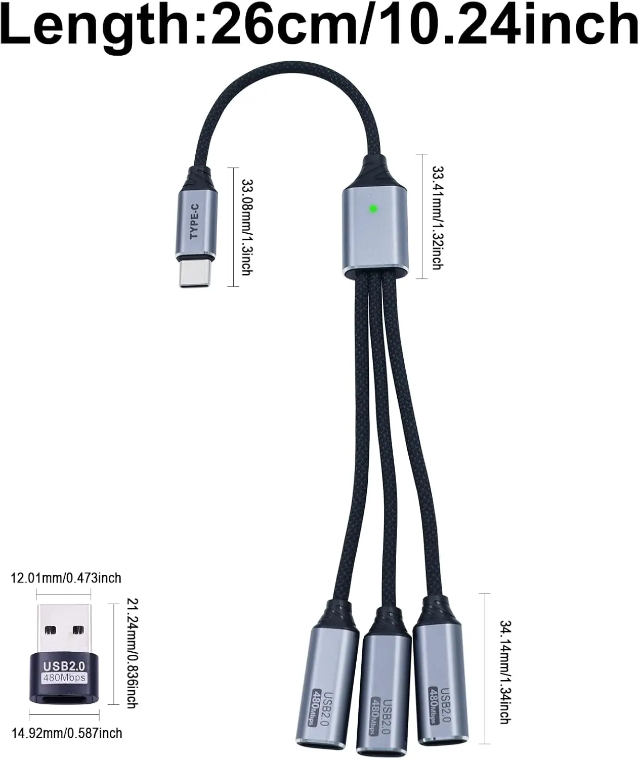 USB Type C Splitter HUB Expansion Multi Port Expander Phone Charger Power Adapter OTG Compatible with Phone Tablet