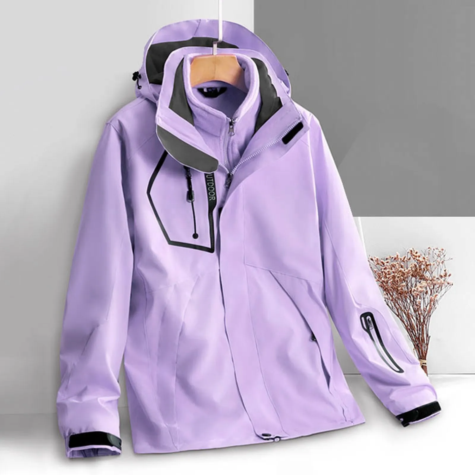 Thick Warm Hiking Jacket For Women Multi Pockets Waterproof 3 In1 Detachable Windbreakers Fleece Jacket for Men Winter Coats