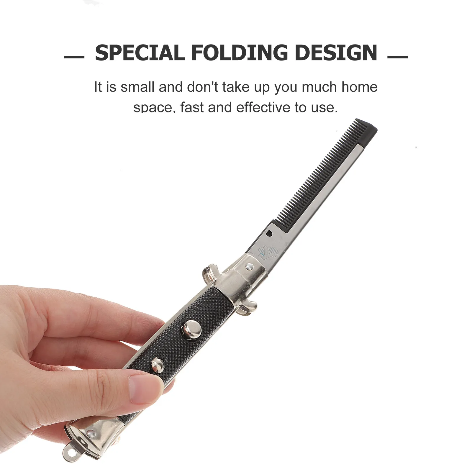 1Pcs Elegant Folding Spring Comb Stainless Steel Body Plastic Handle Ultra Portable Pocket Comb for Men Hair Taming Shine