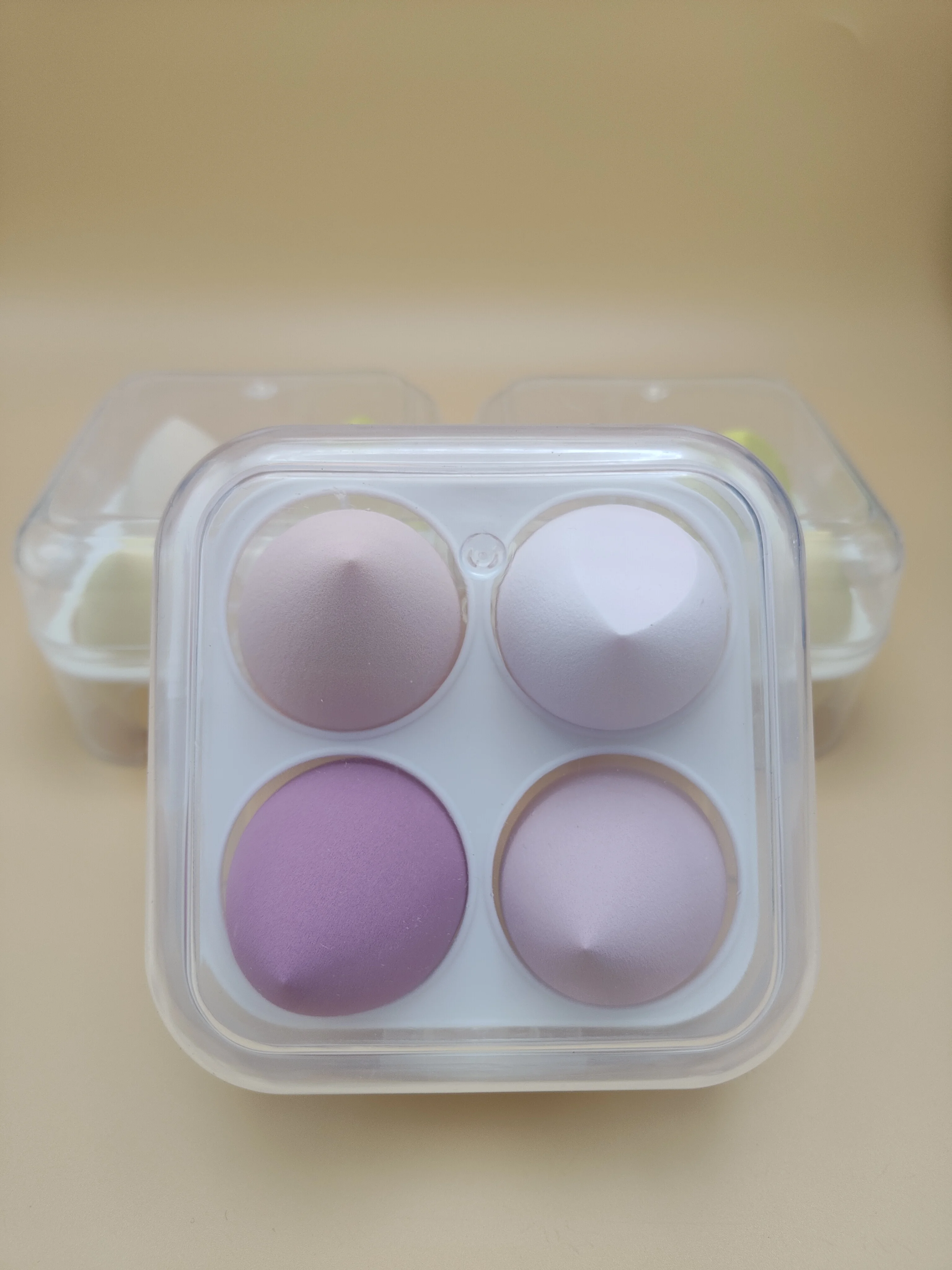 Spugna per trucco in 4 pezzi/doppio uso per bagnato e asciutto/bignè cosmetico/adatto per cosmetici liquidi, crema e cipria