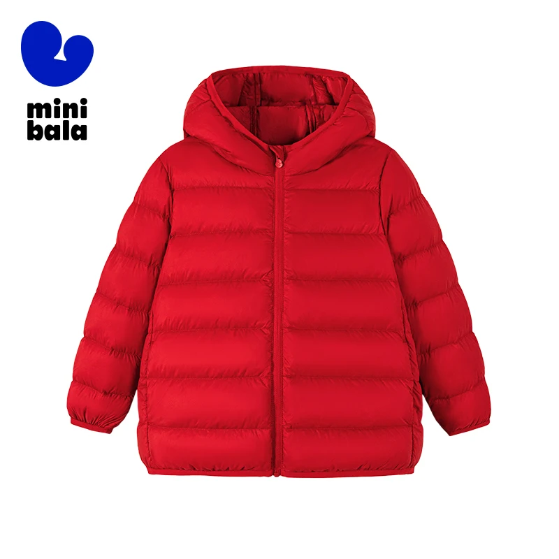 

Детское пуховое пальто Mini Bala 2025, зимняя непромокаемая теплая верхняя одежда с капюшоном для мальчиков и девочек