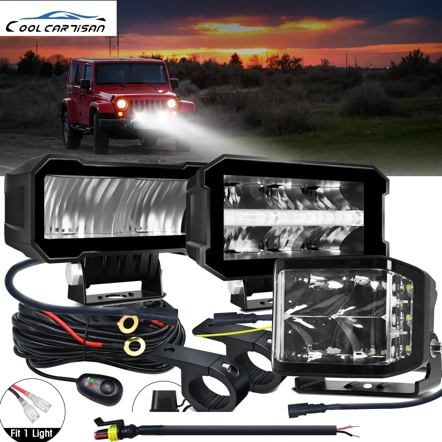 Led Work Fog Driving Lights Bar High Beam Headlights 12v LED Lighting Brackets Work Light 24V Off -road ATV 4X4 LED Boat Truck