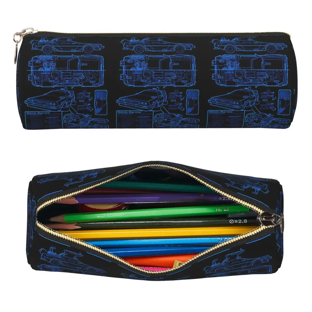 DeLorean Time Machine Back To The Future Pencil Case Pen Holder Cylinder Pen Box Pencil Bag for Students School