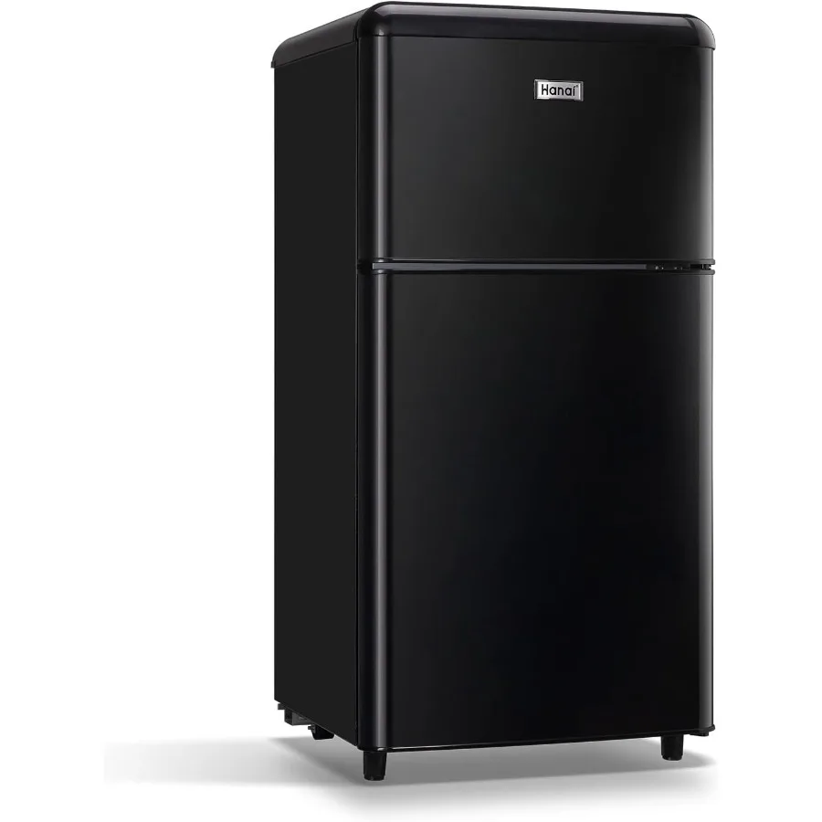 ثلاجة صغيرة مدمجة ببابين 3.5 قدم مكعب مع أرفف زجاجية قابلة للتعديل، تصميم كلاسيكي قديم مثالي لغرف النوم والكراجات المكتبية