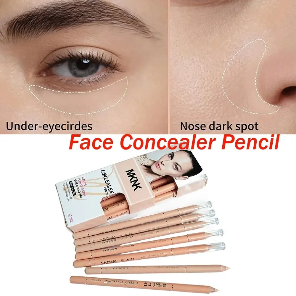 ดินสอคอนซีลเลอร์ 12 ชิ้น 2 สี ปรับสีผิวให้สม่ำเสมอ ปกปิดจุดด่างดำ รอยคล้ำ ฝ้า กระ จุดด่างดำจากวัย และสิว