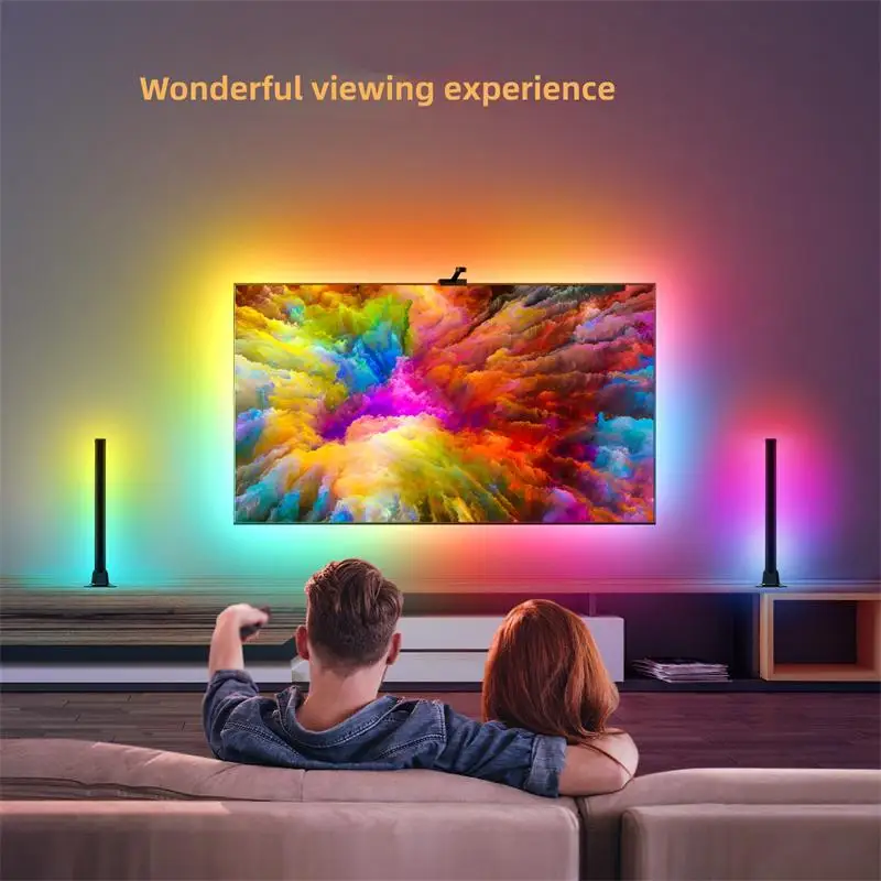 Smart TV Backlight Tuya LED Backlight TV Strip Lights Compatible with Sync Box Alexa Google Home Voice Control RGBIC LED Strip