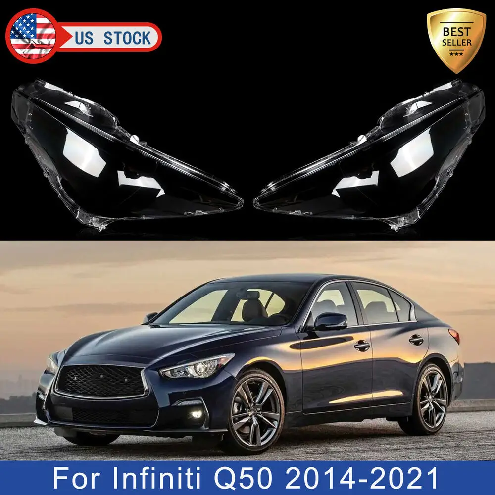 

Крышка объектива левой и правой передней фары для Infiniti Q50 4-дверный 2014-2021, абажур для фар, прозрачный корпус автомобильных фар дальнего света