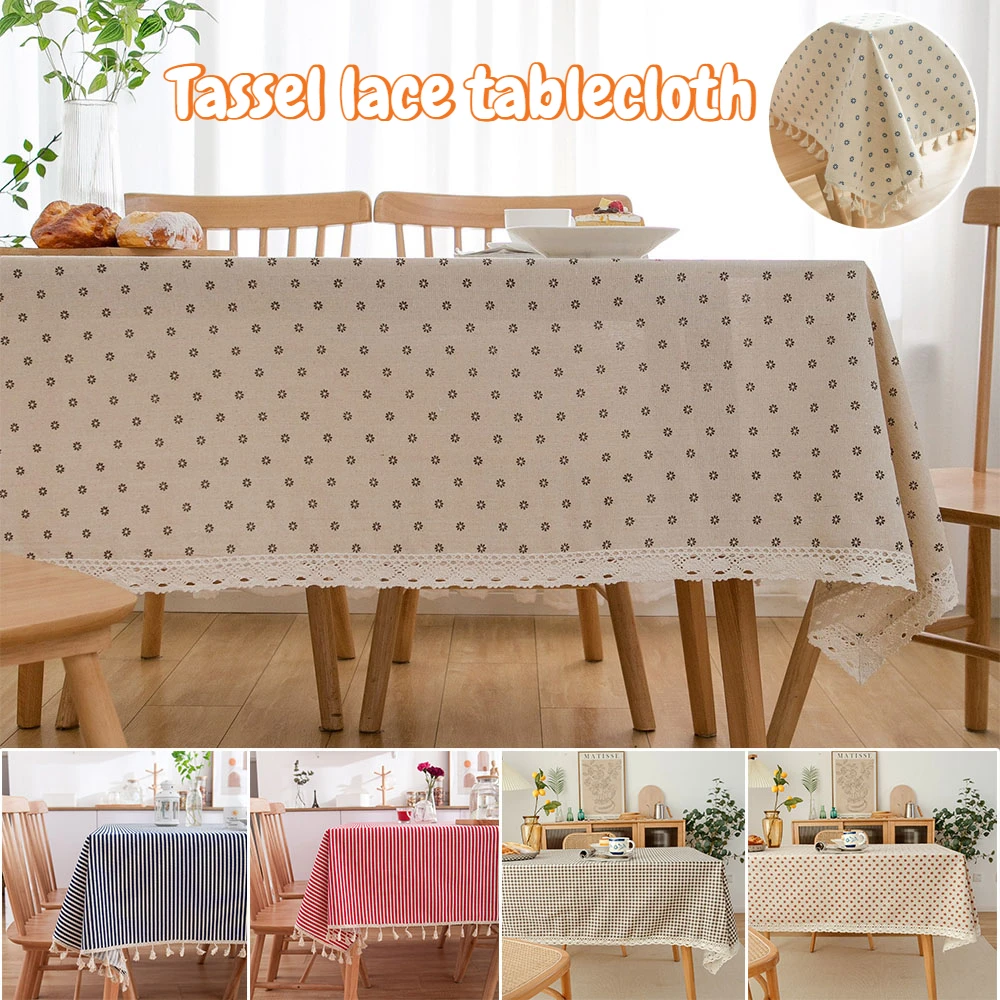 

1PC Classic Tasseled Lace Tablecloths Rectangle Dust-Proof Table Covers Home Kitchen Dining Room Table Cloths Ornament Manteles