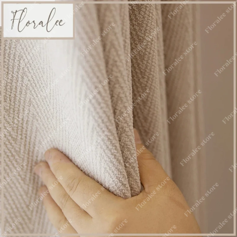 

Herringbone Cashmere Jacquard Flannelette Thickened Shading Thermal Insulation Curtains For Living Room Bedroom Custom Size