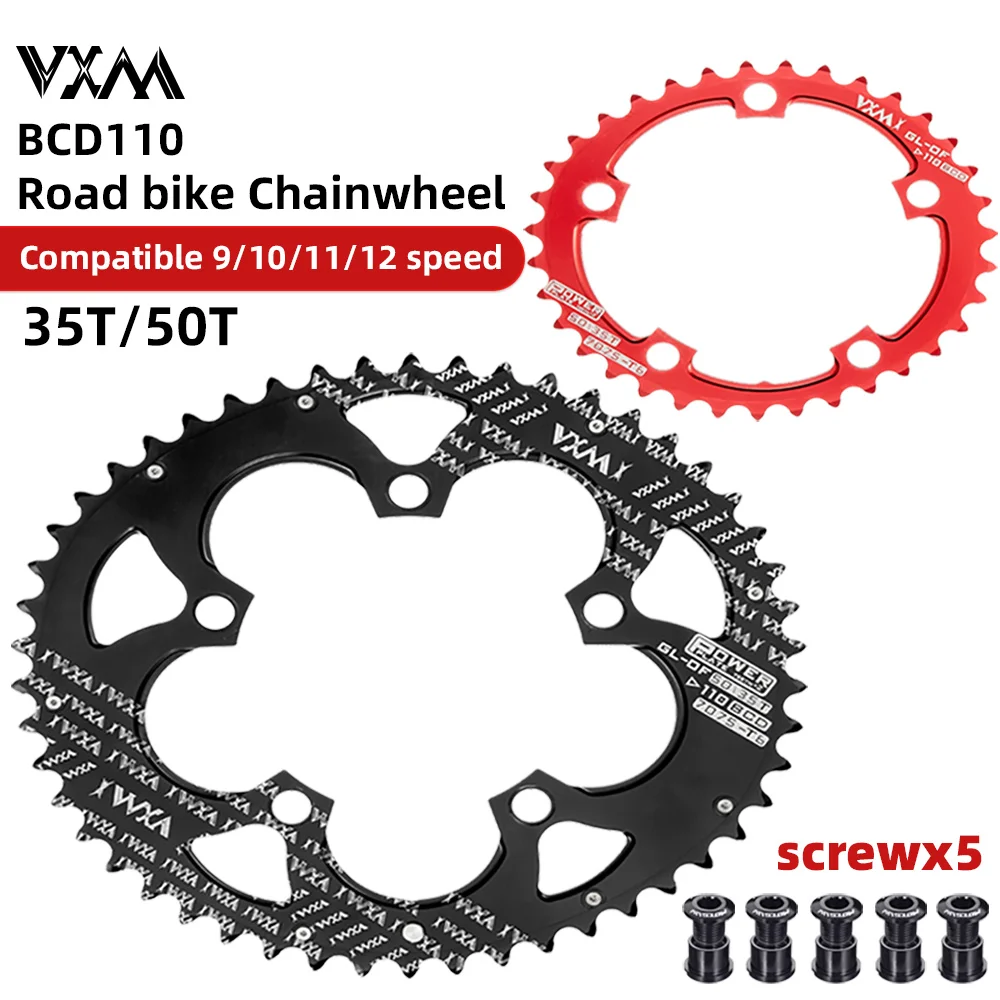 

VXM дорожный велосипед овальная звездочка 110BCD Climbing Power двойная звездочка трек 36T/53T велосипедные 5 болтов детали велосипеда из алюминиевого сплава