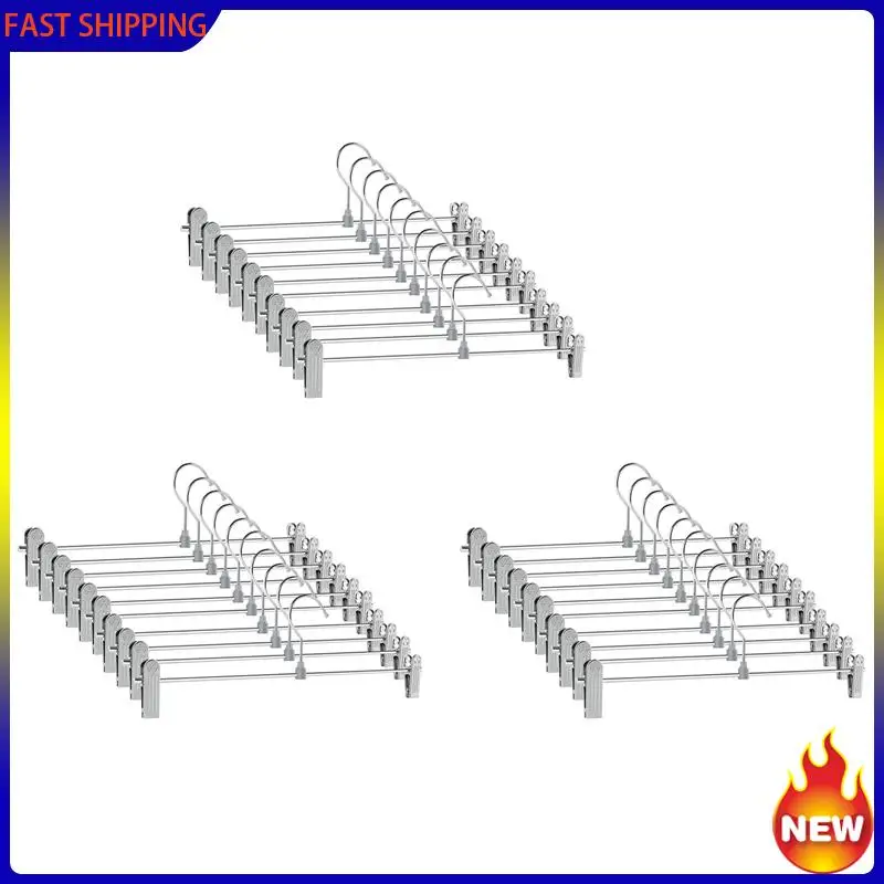 

Hot Trend-Pant Hangers,Skirt Hangers With Clips Space Saving,Adjustable Clips Hangers Clothes Hangers For Pants 30 Pack