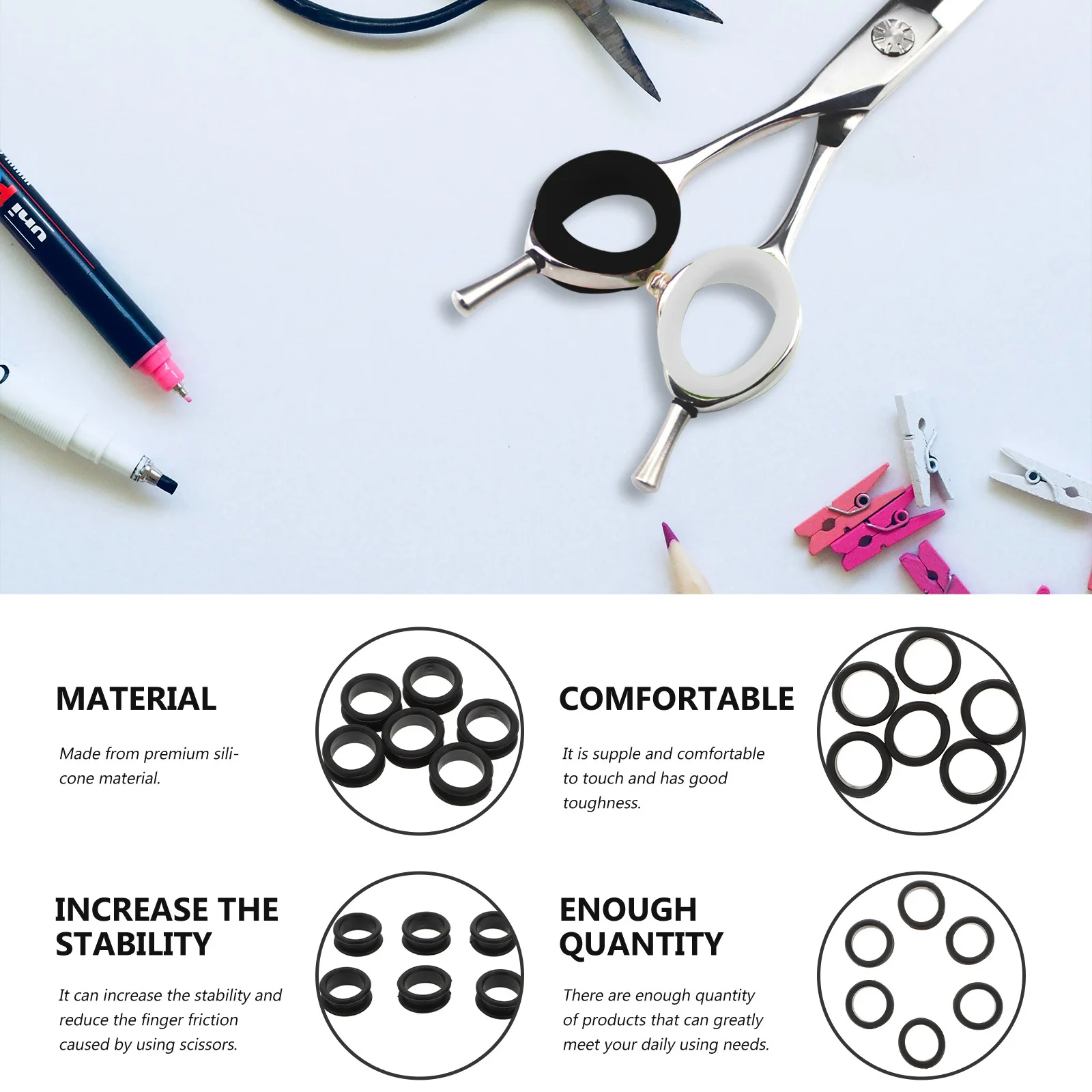 

6pcs Pet Scissors Silicone Finger Ring Comfortable Guards Fingertip Protector Matching Scissors Easy Install Home Hairdressing