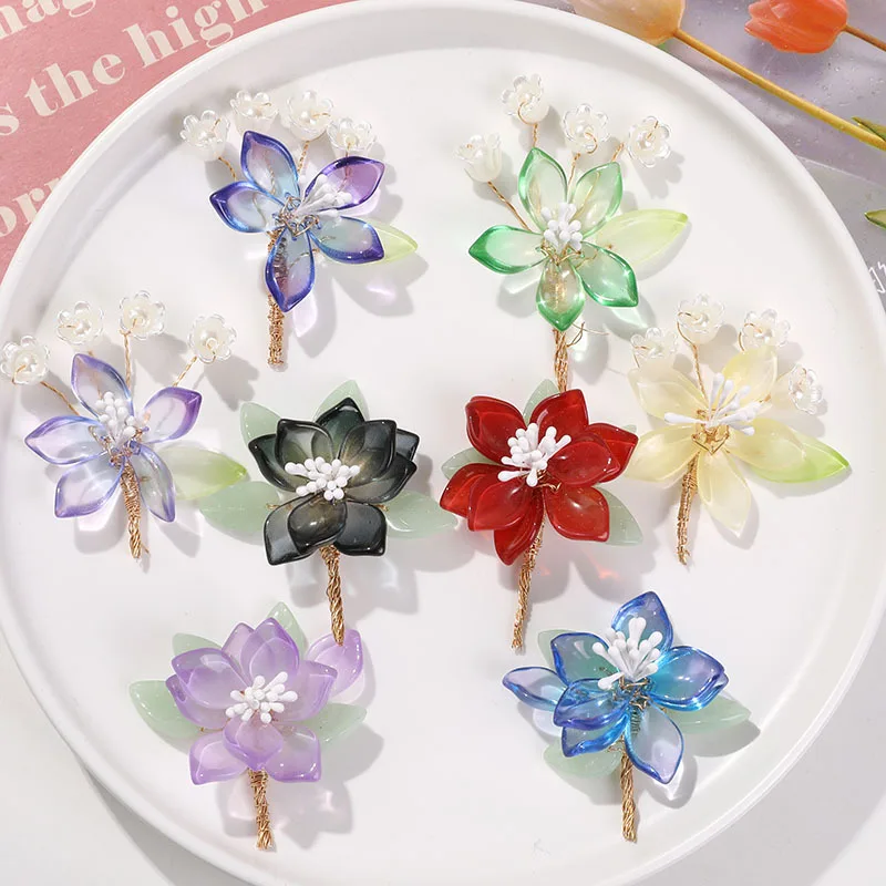 2pcs chams of antique style glass headwear fresh lilies of the valley DIY handmade woven hair clips hair accessories