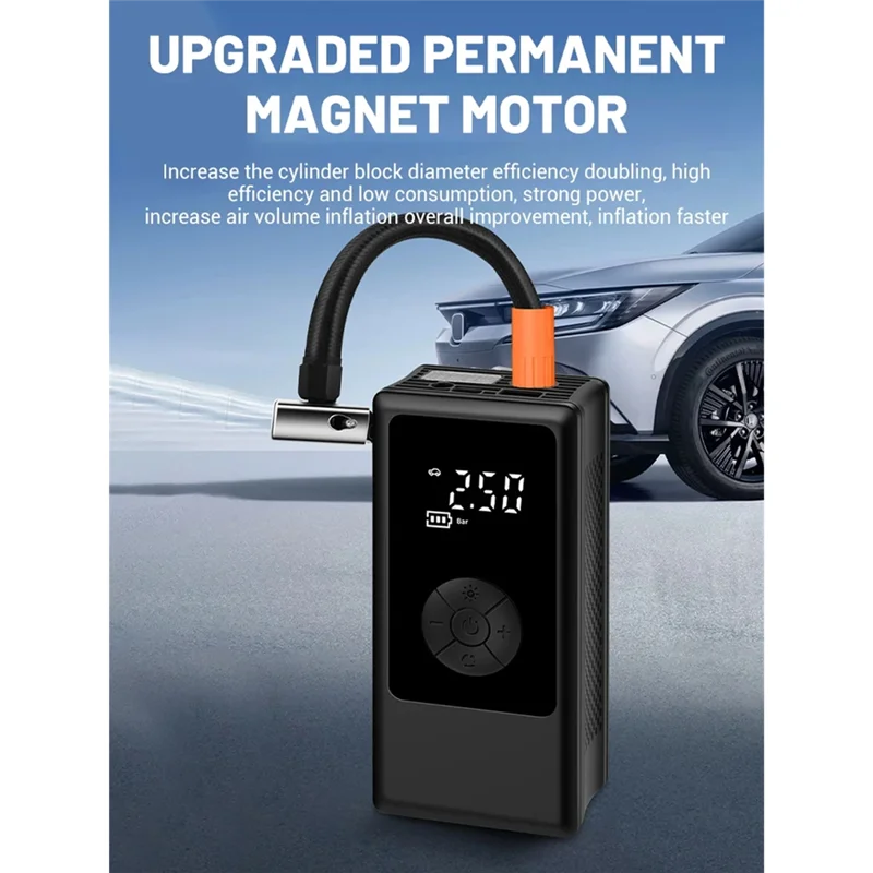 BMBY-bomba de aire multifuncional, Inflador de neumáticos eléctrico portátil de alta potencia para coches, motocicletas, camiones, remolques, accesorios para coche