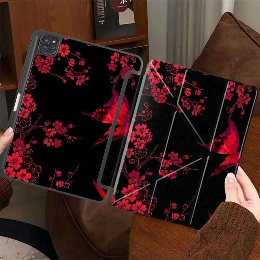 Tablet Case For iPad Pro 2025 Mini 6 7 Air 4 5 M3 M2 M4 11inch Pro 11th 10th 9th 8th 7th 12.9inch Holder Cover Red Rose